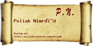 Poliak Nimród névjegykártya